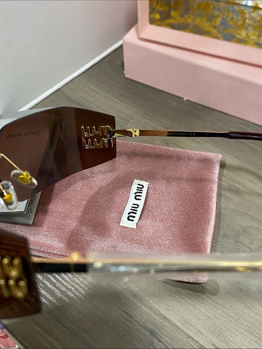 Miu Miu Brown Rimless Shield Sunglasses - Picture 6 of 6